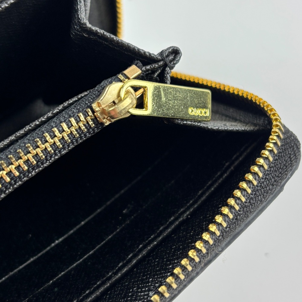 Gucci Zip Around Wallet Unisex OS Black GG Embossed Leather - Picture 5 of 11